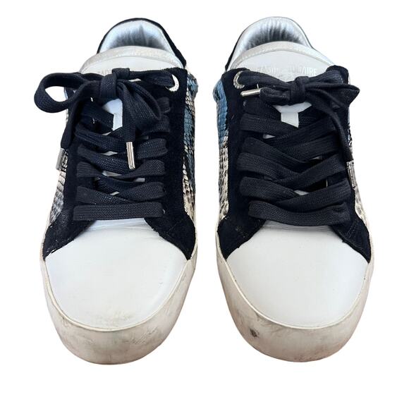 Zadig & Voltaire Wild Blue Python Snakeskin Lace Up Sneakers Leather Shoes 39 - Picture 3 of 15